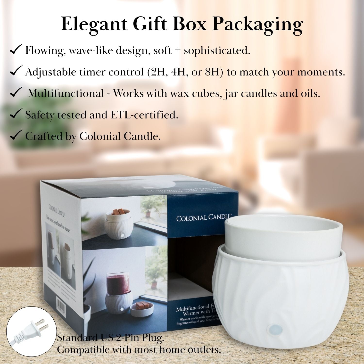 Colonial Candle Multifunctional White Warmer with Timer