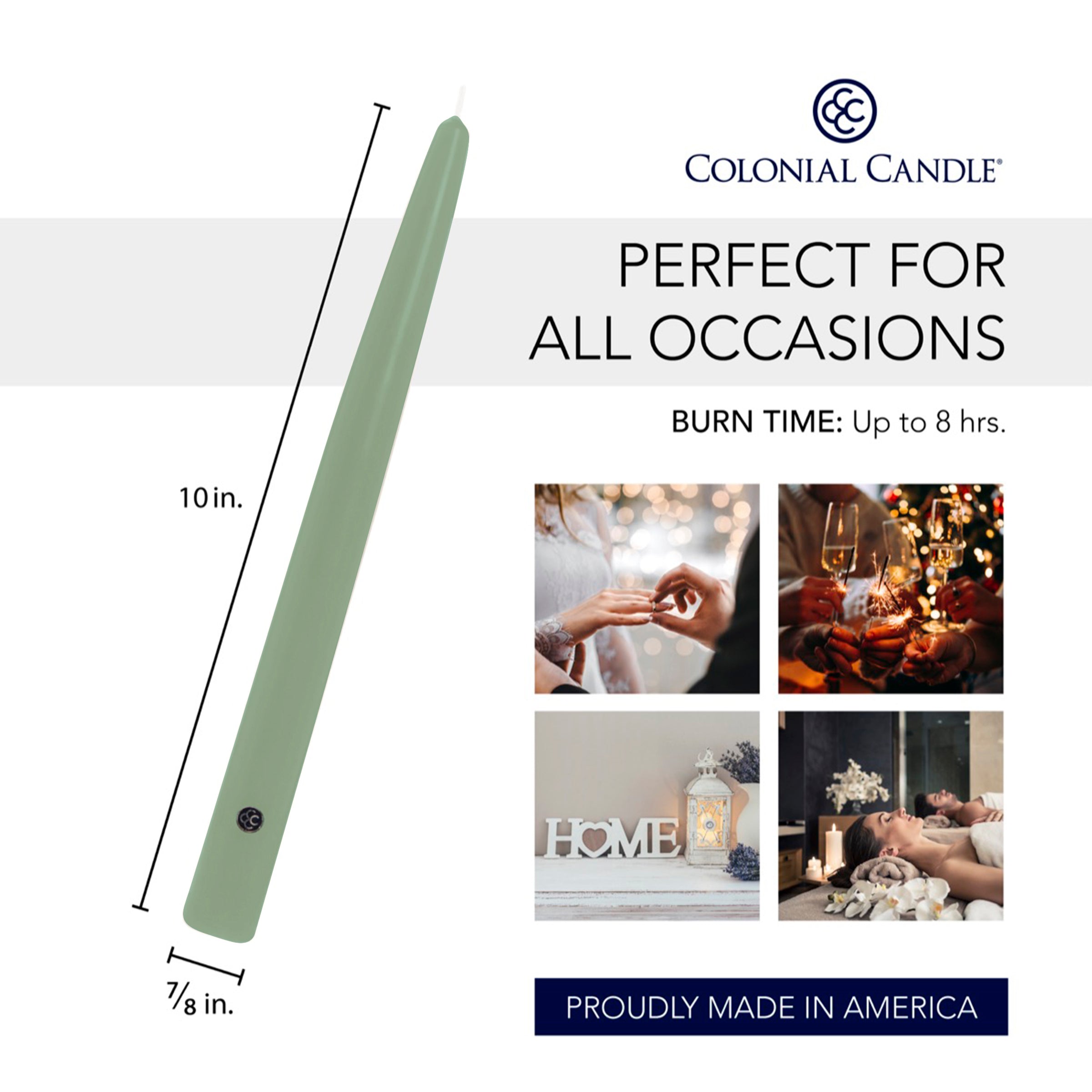 Colonial Classic Green 10" Handipt Taper