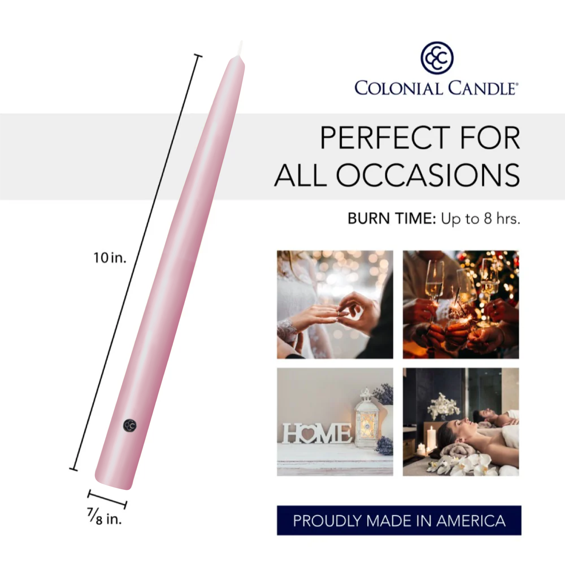 Persian Pink  10" Handipt Taper